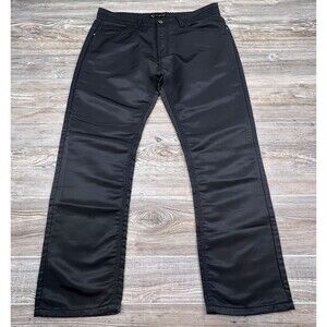 DK Platini Wax Jeans Mens 38x30 Fits 37/29 Black Pants Straight Leg Modern